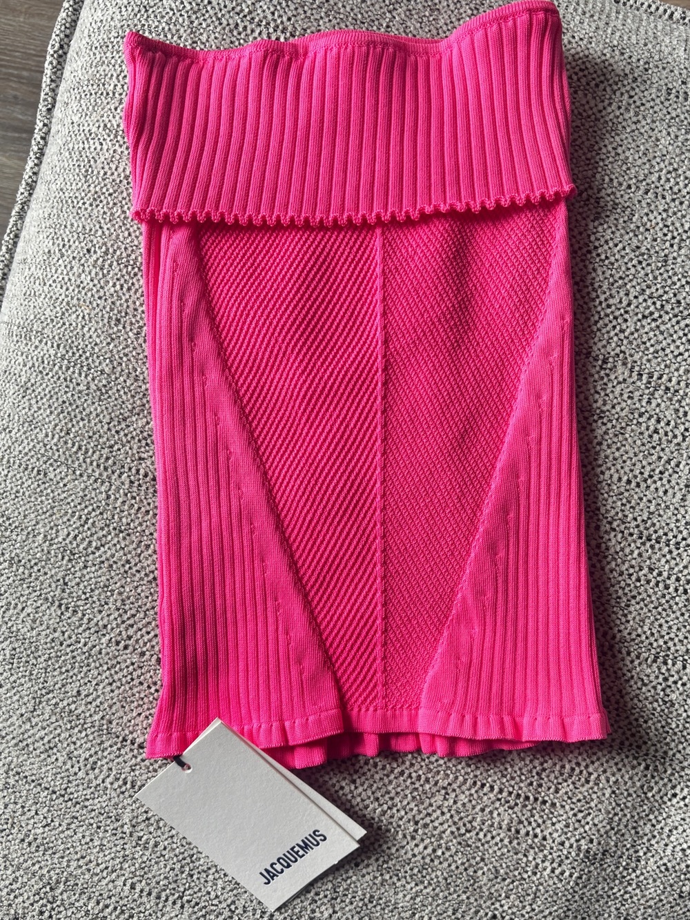 Jacquemus Pink Ribbed Knit Tube Top